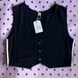 Fashion Brand Company Black Crop Soft Linen Vest